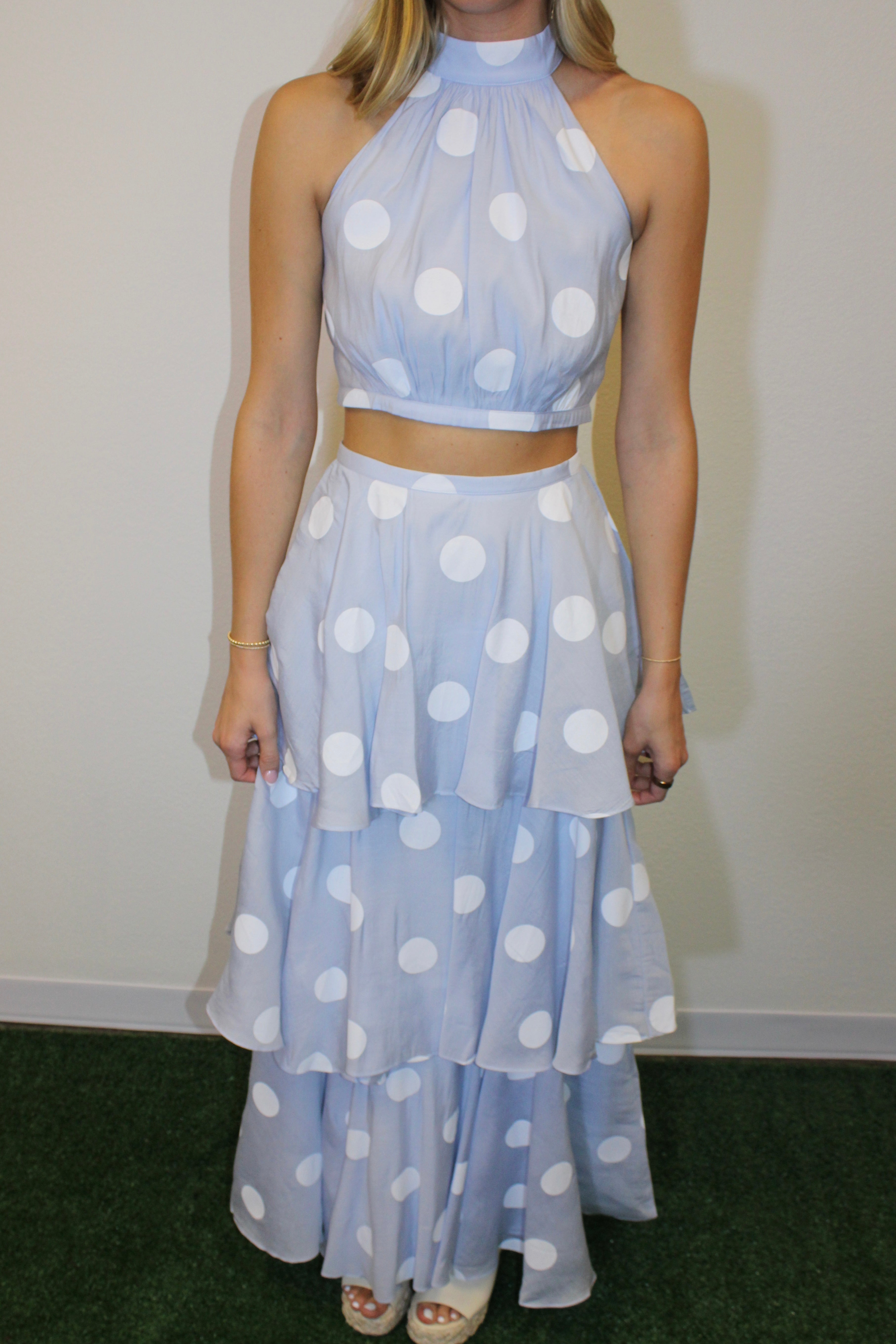 Piper Ruffled Polka Dot Maxi Skirt Set