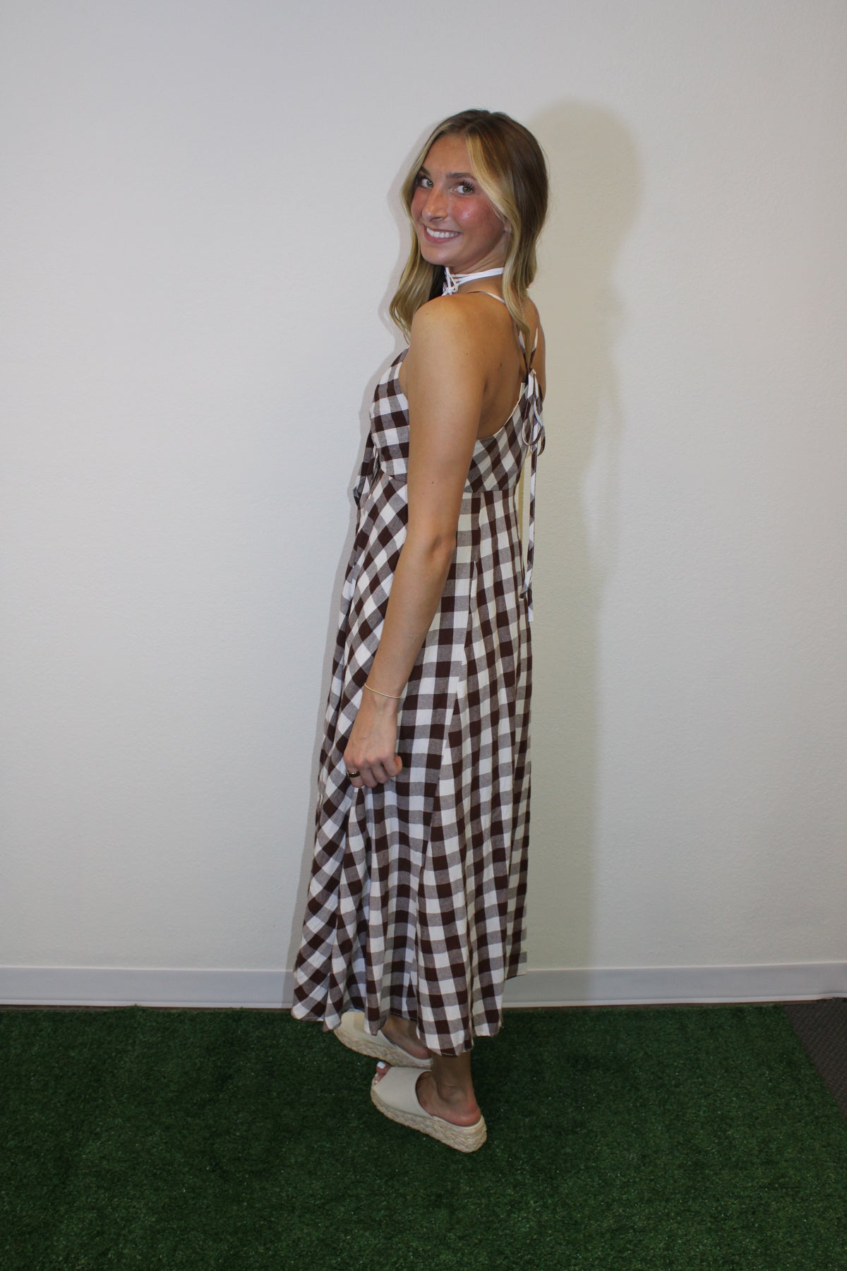 Sienna Tie-Front Gingham Dress