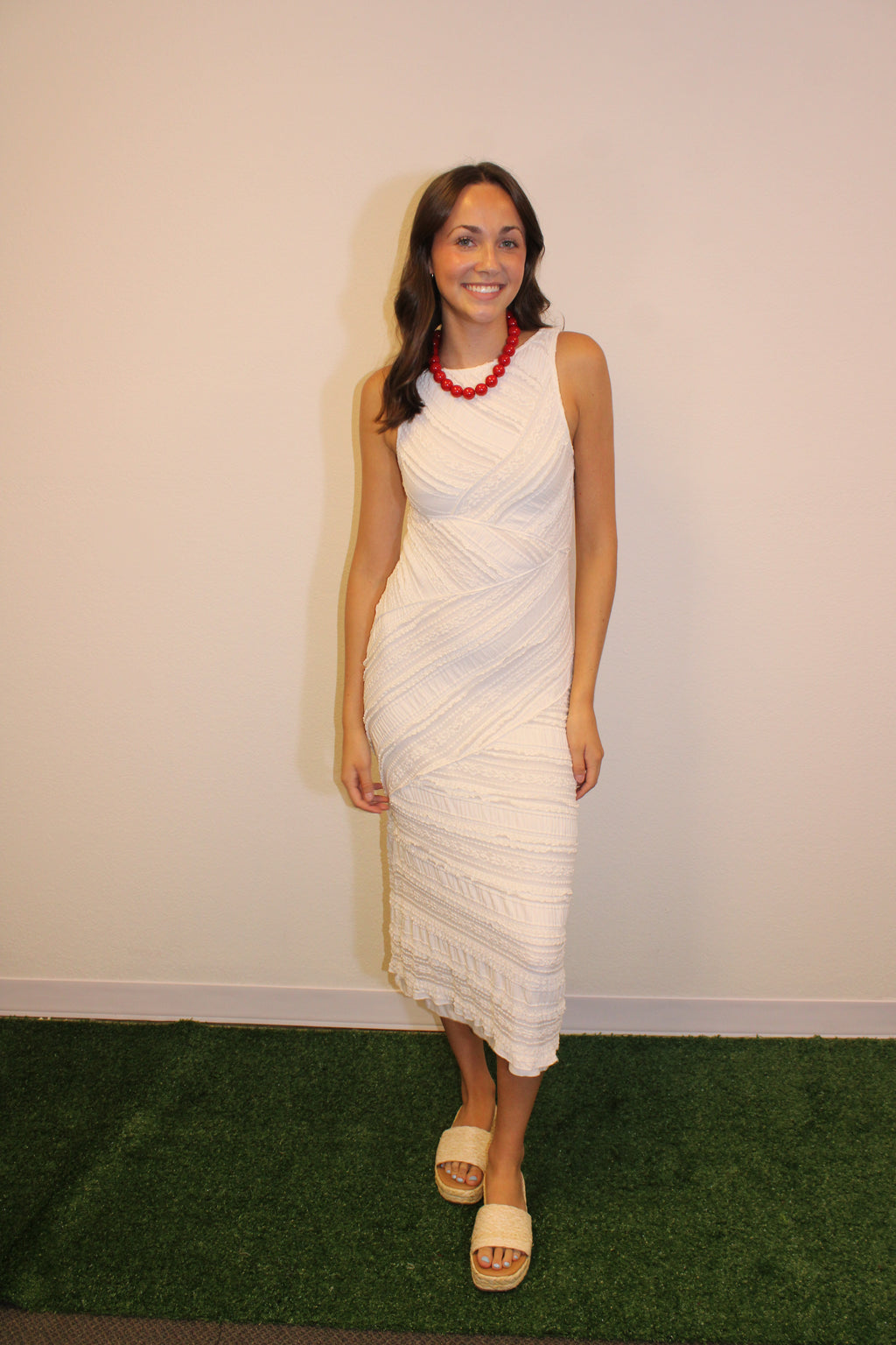 Hazel Off-White Midi Dress