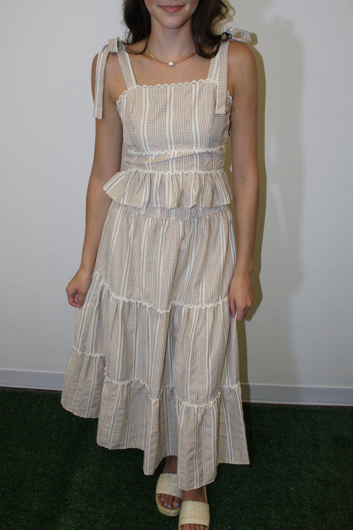 The Linen Lace Midi Skirt Set