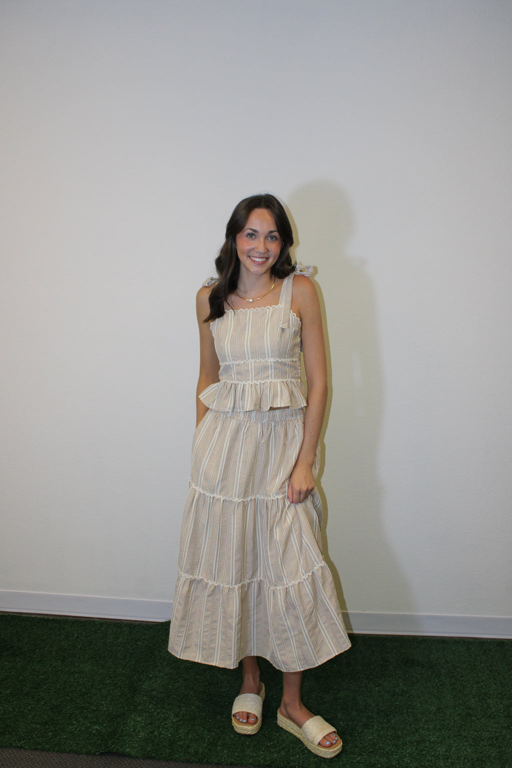 The Linen Lace Midi Skirt Set