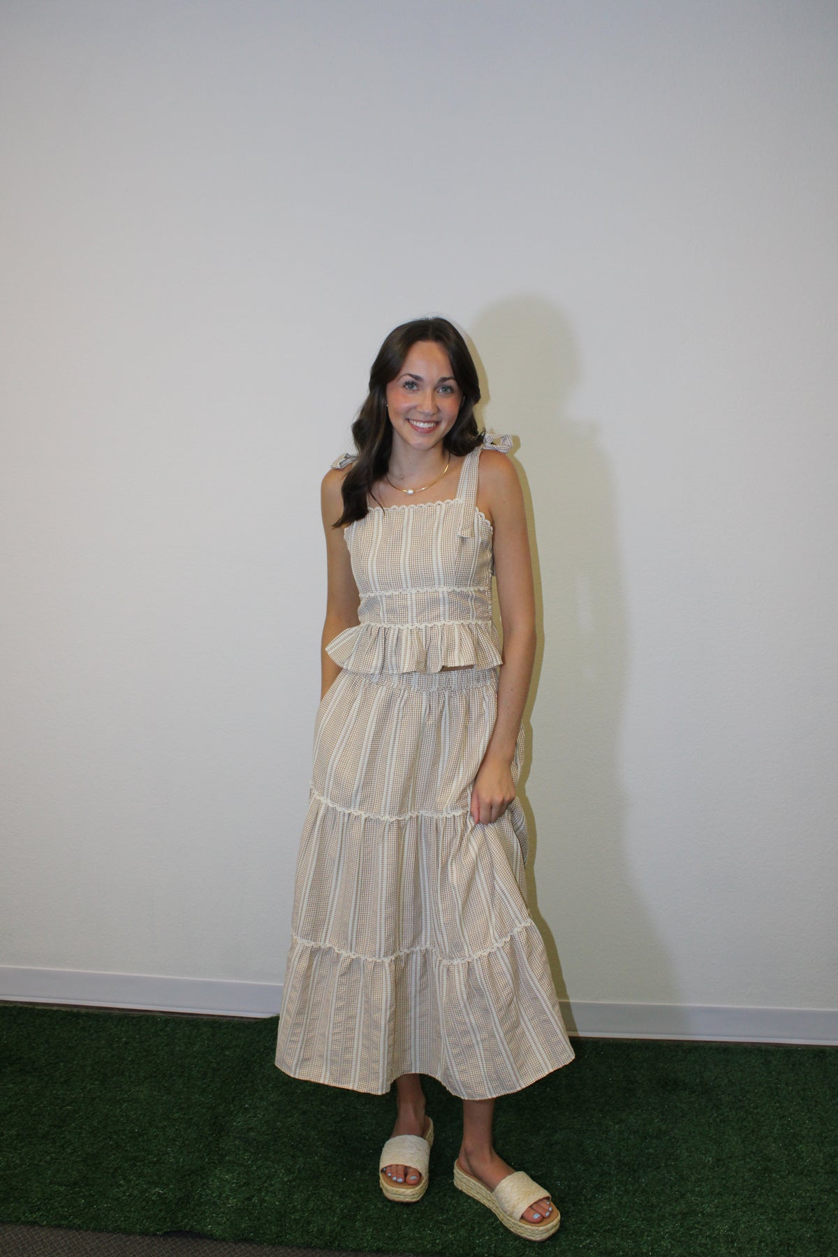 The Linen Lace Midi Skirt Set