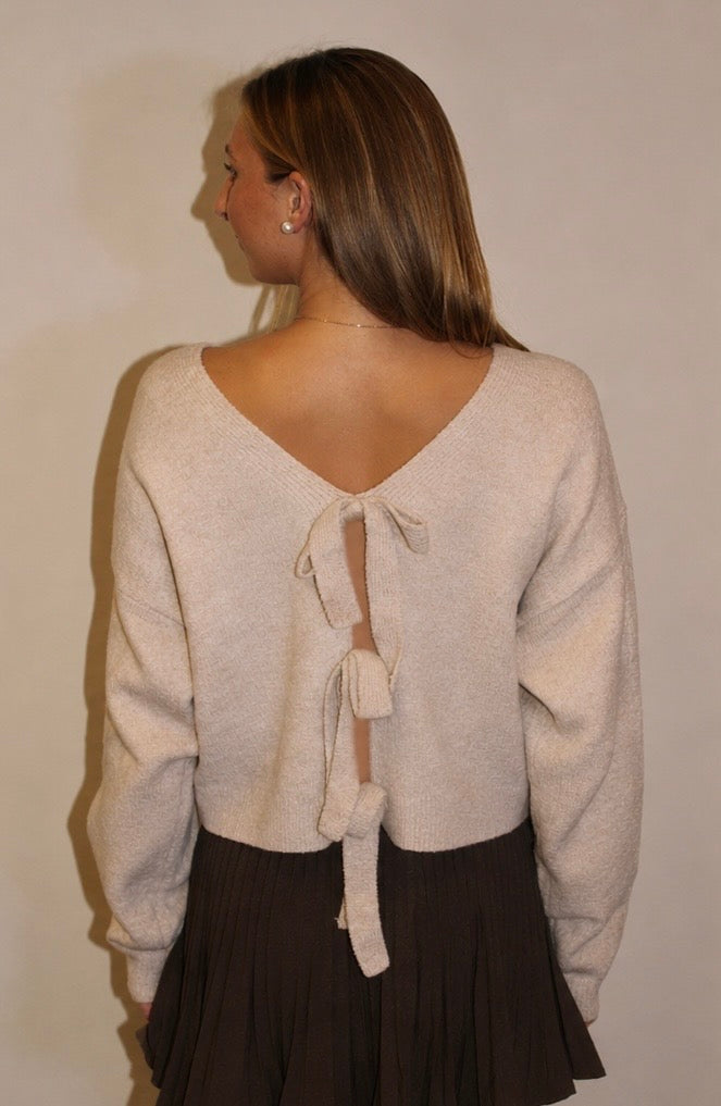 Carter Bow Sweater - Taupe