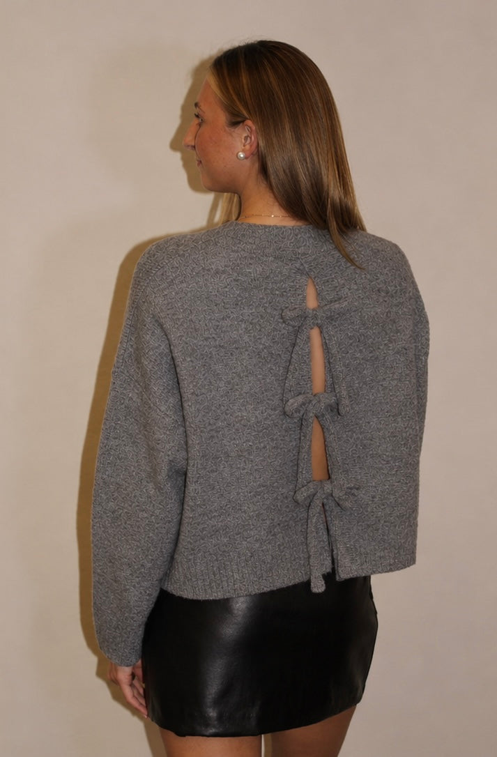 Jolene Bow Sweater - Charcoal Heather