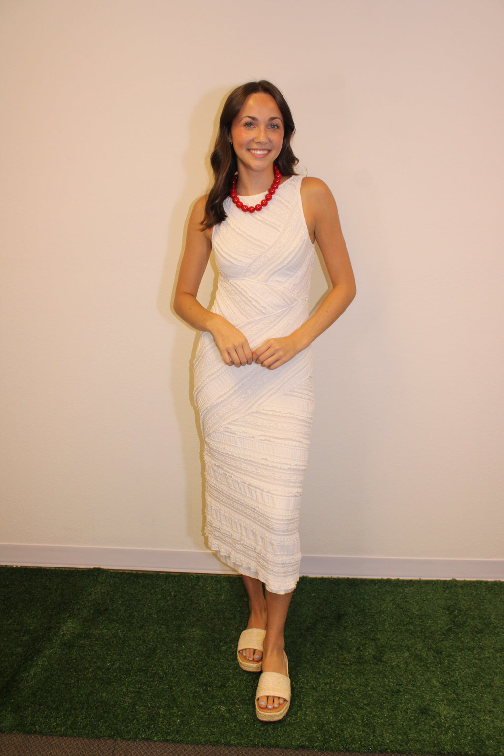 Hazel Off-White Midi Dress