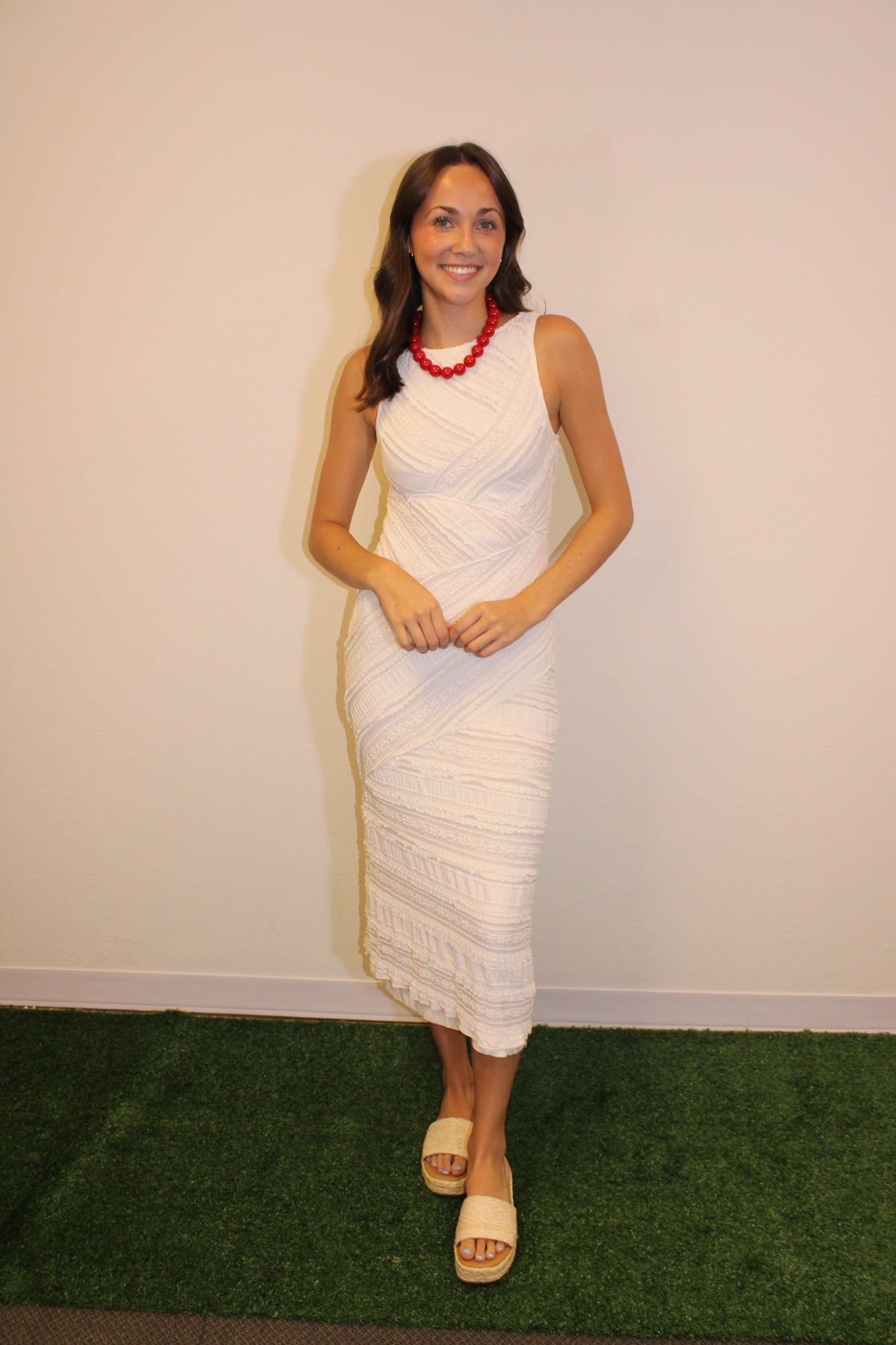 Hazel Off-White Midi Dress