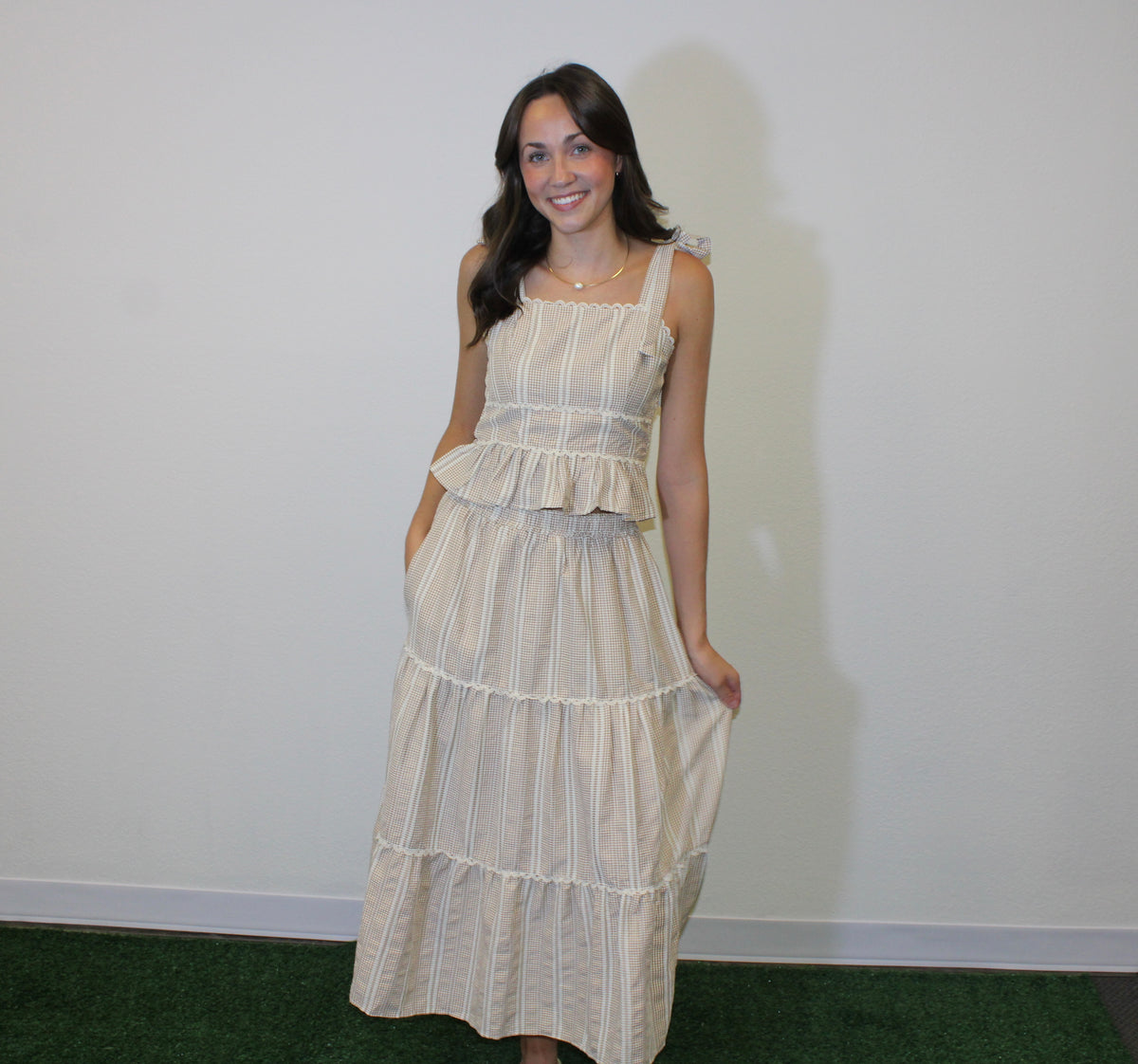 The Linen Lace Midi Skirt Set