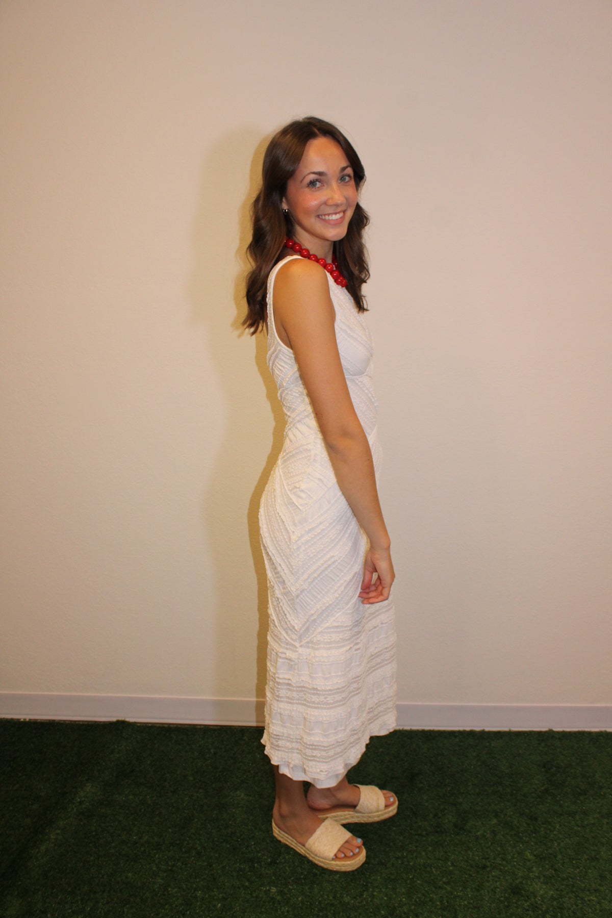 Hazel Off-White Midi Dress