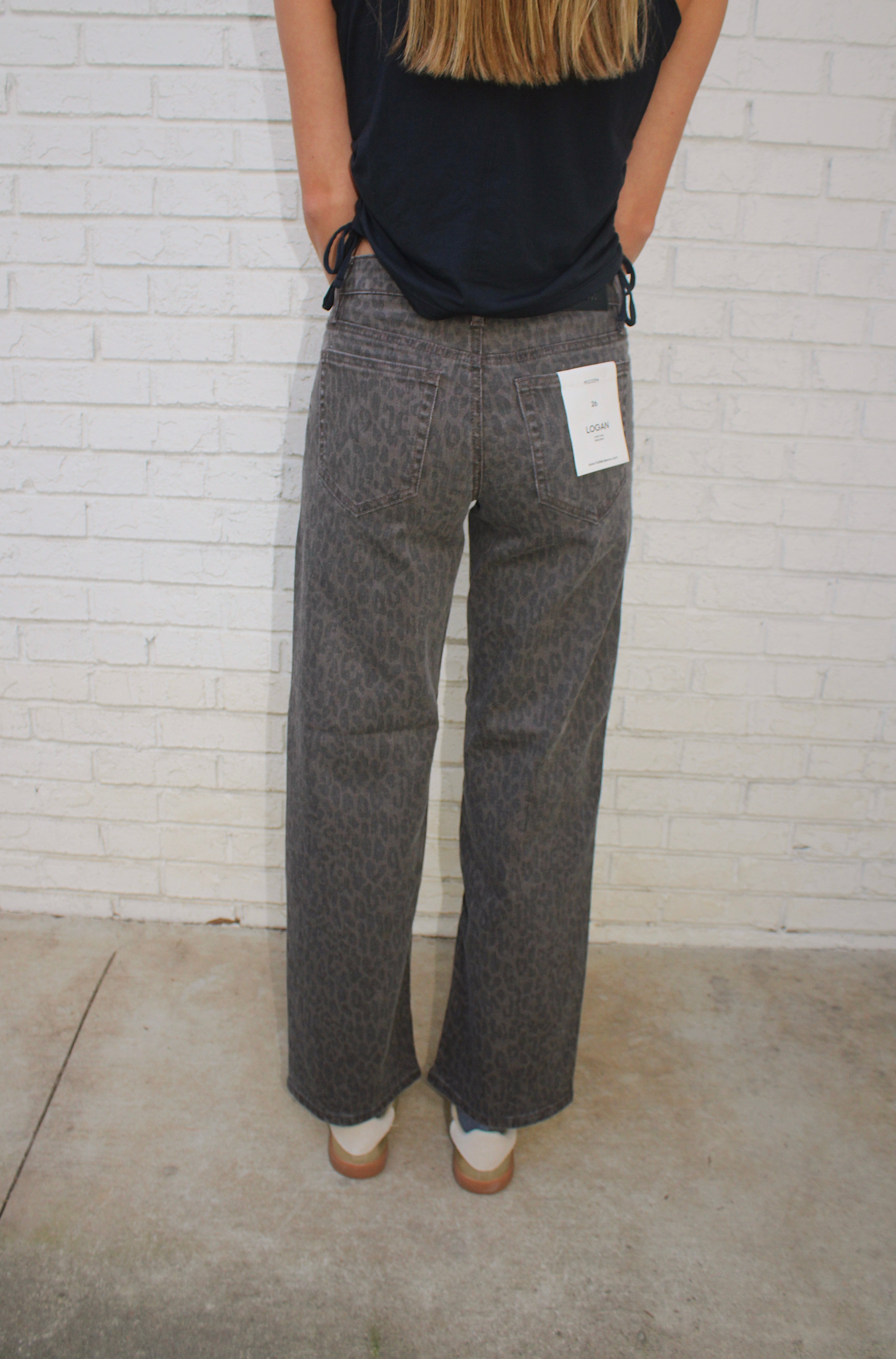 Brown Cheetah Stretch Low Rise Dad Jean