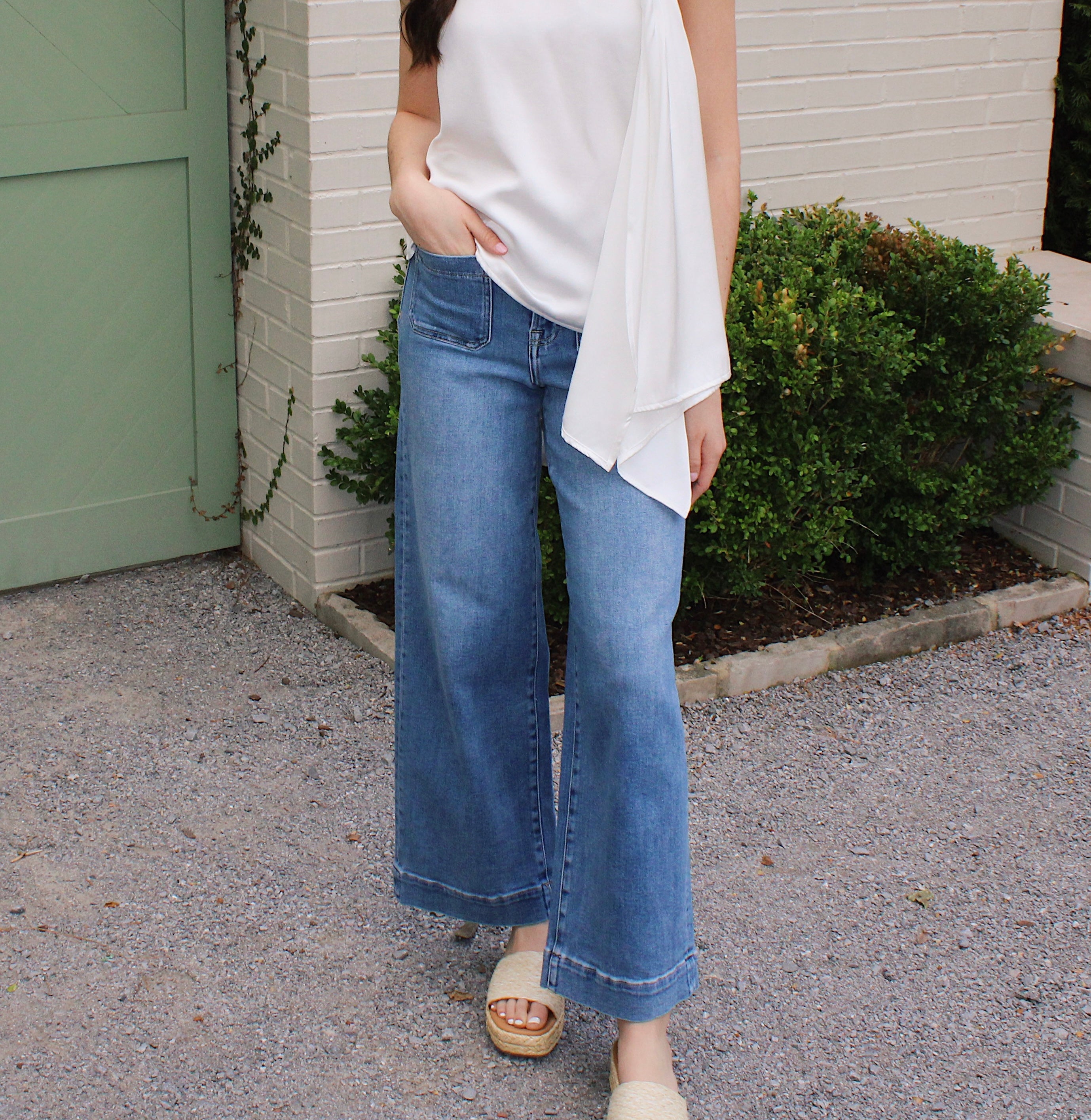 Medium Dark Mid Rise Stretch Dad Jeans