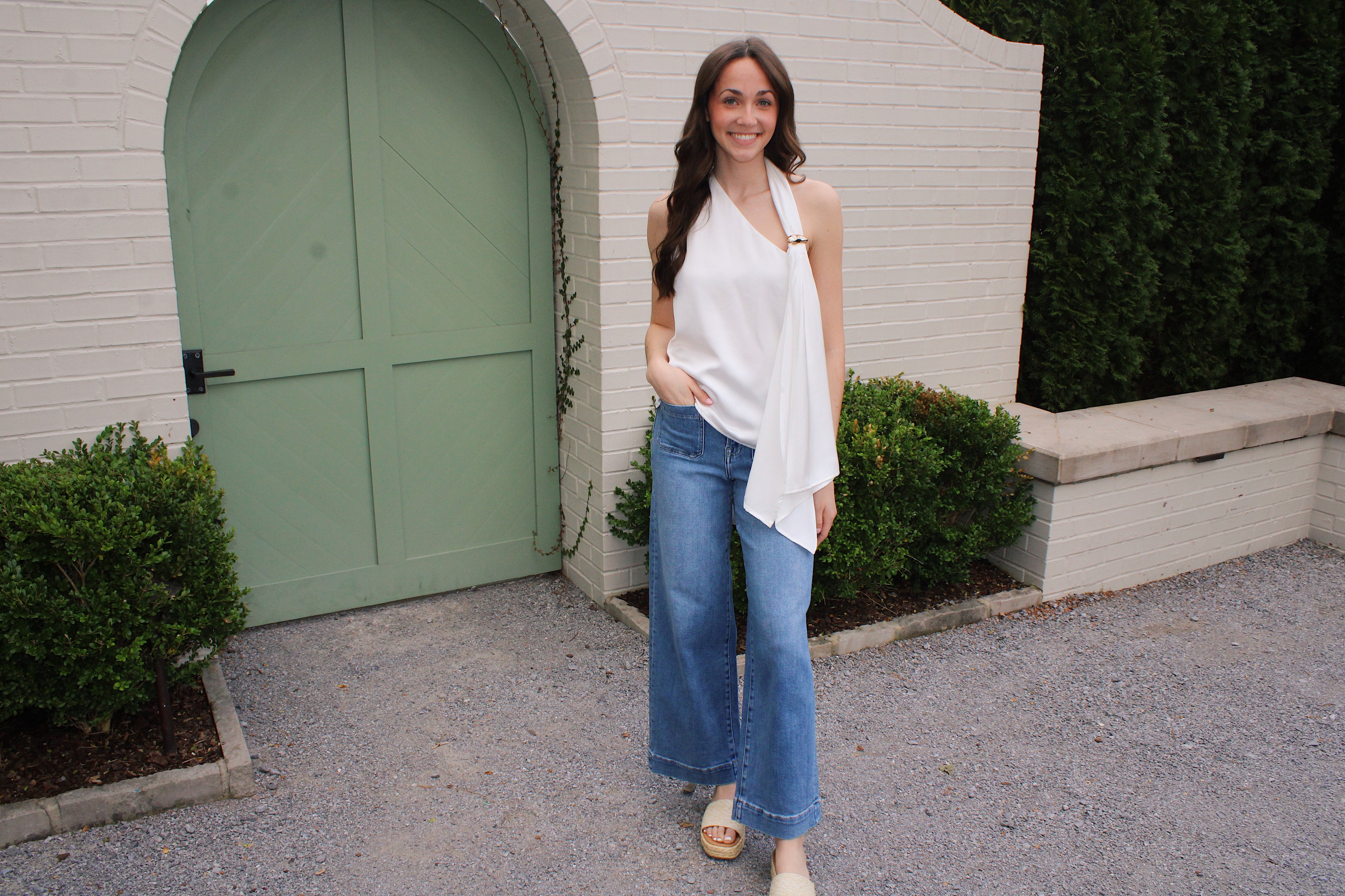 Medium Dark Mid Rise Stretch Dad Jeans