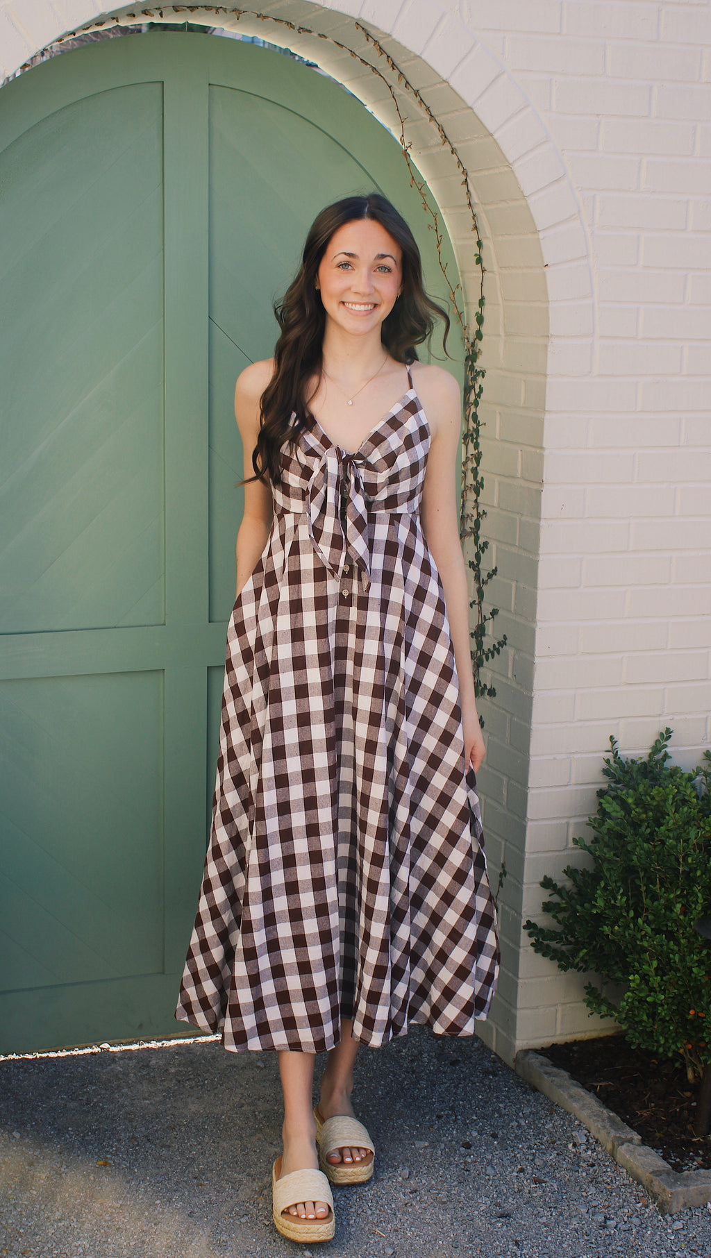 Sienna Tie-Front Gingham Dress