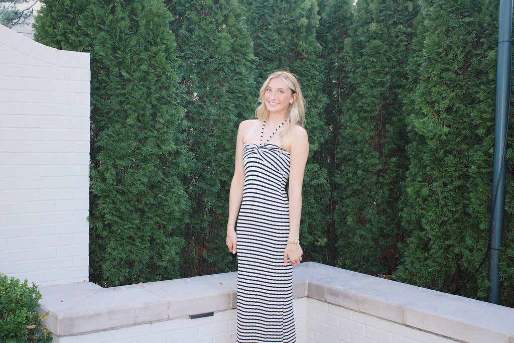 Amara Striped Halter Dress
