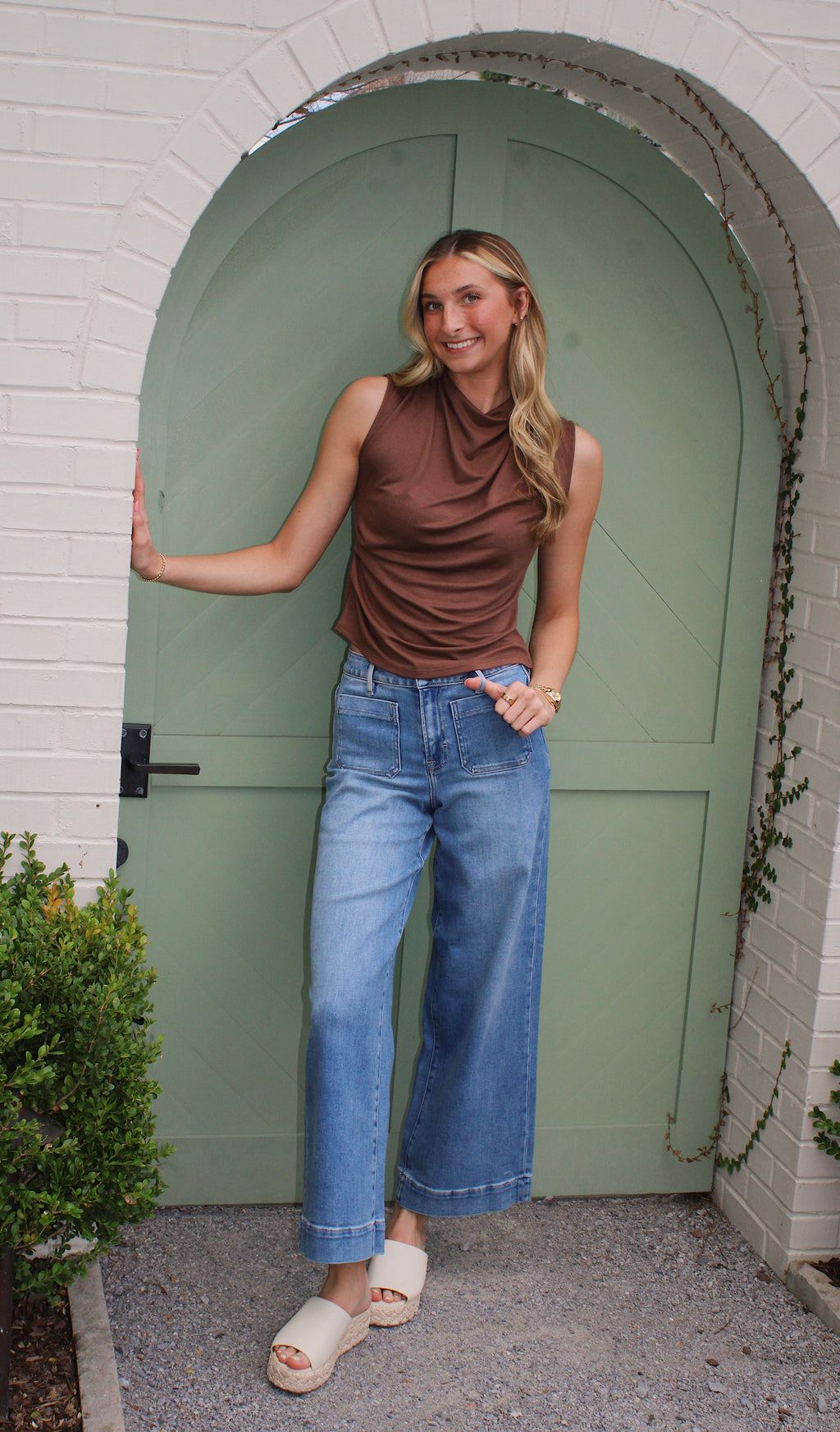 Georgia Brown Cowl Neck Top