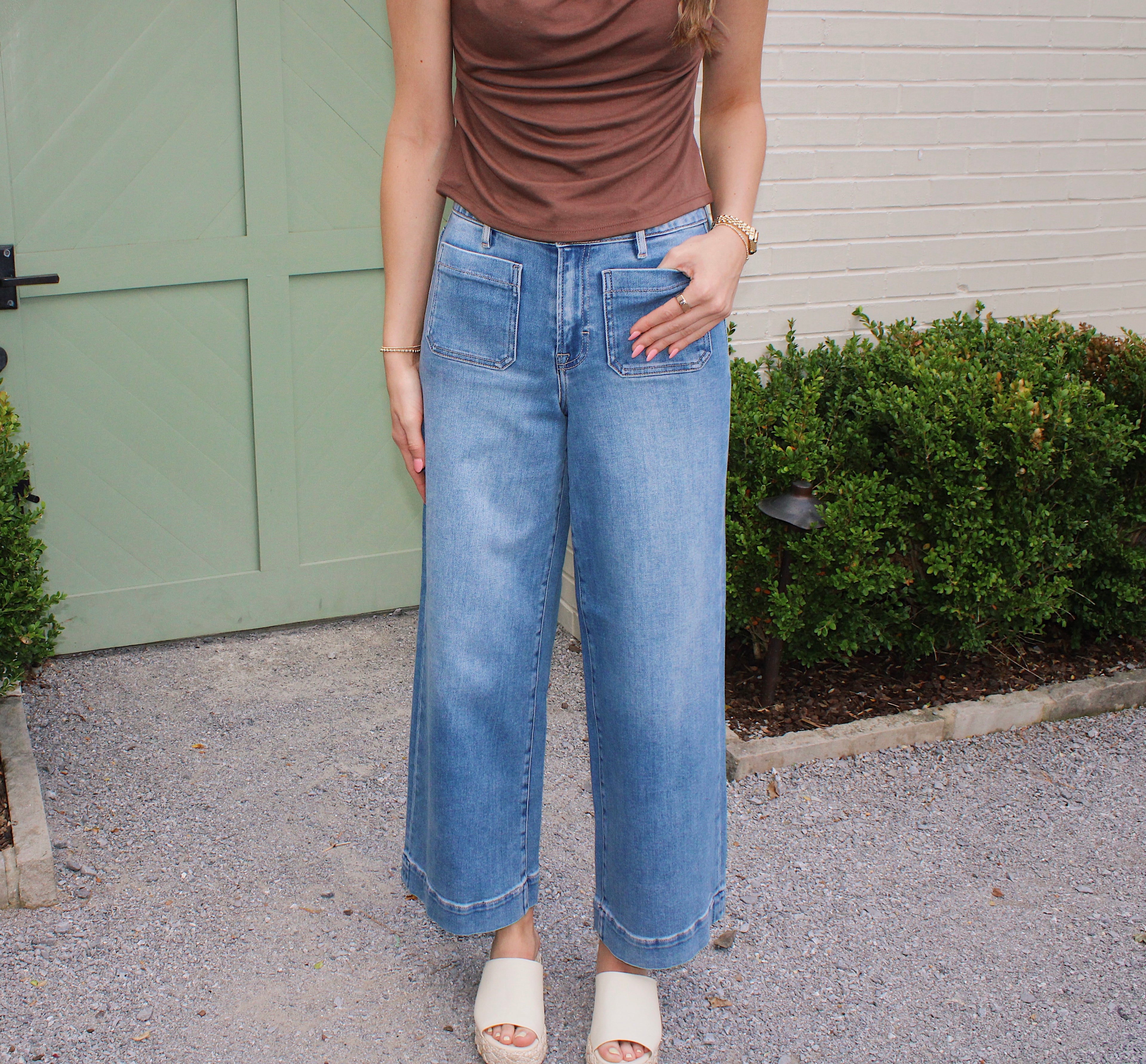 Medium Dark Mid Rise Stretch Dad Jeans