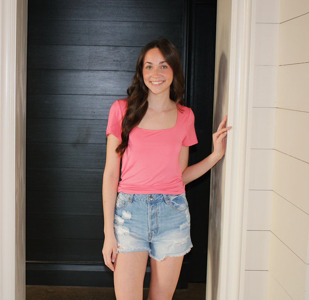 Rosie Pink Square Neck Top