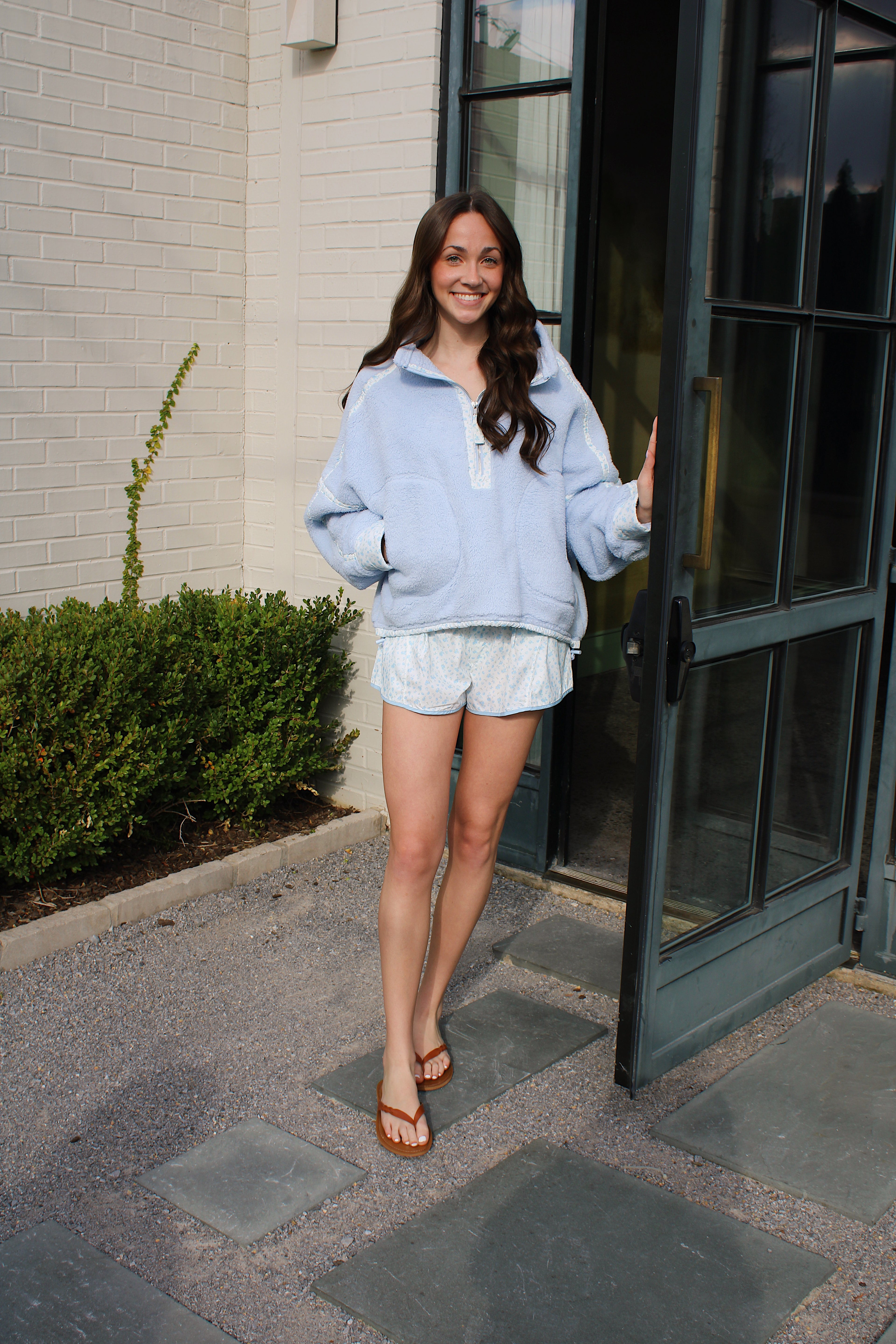 Paisley Fleece Quarter-Zip and Shorts Set