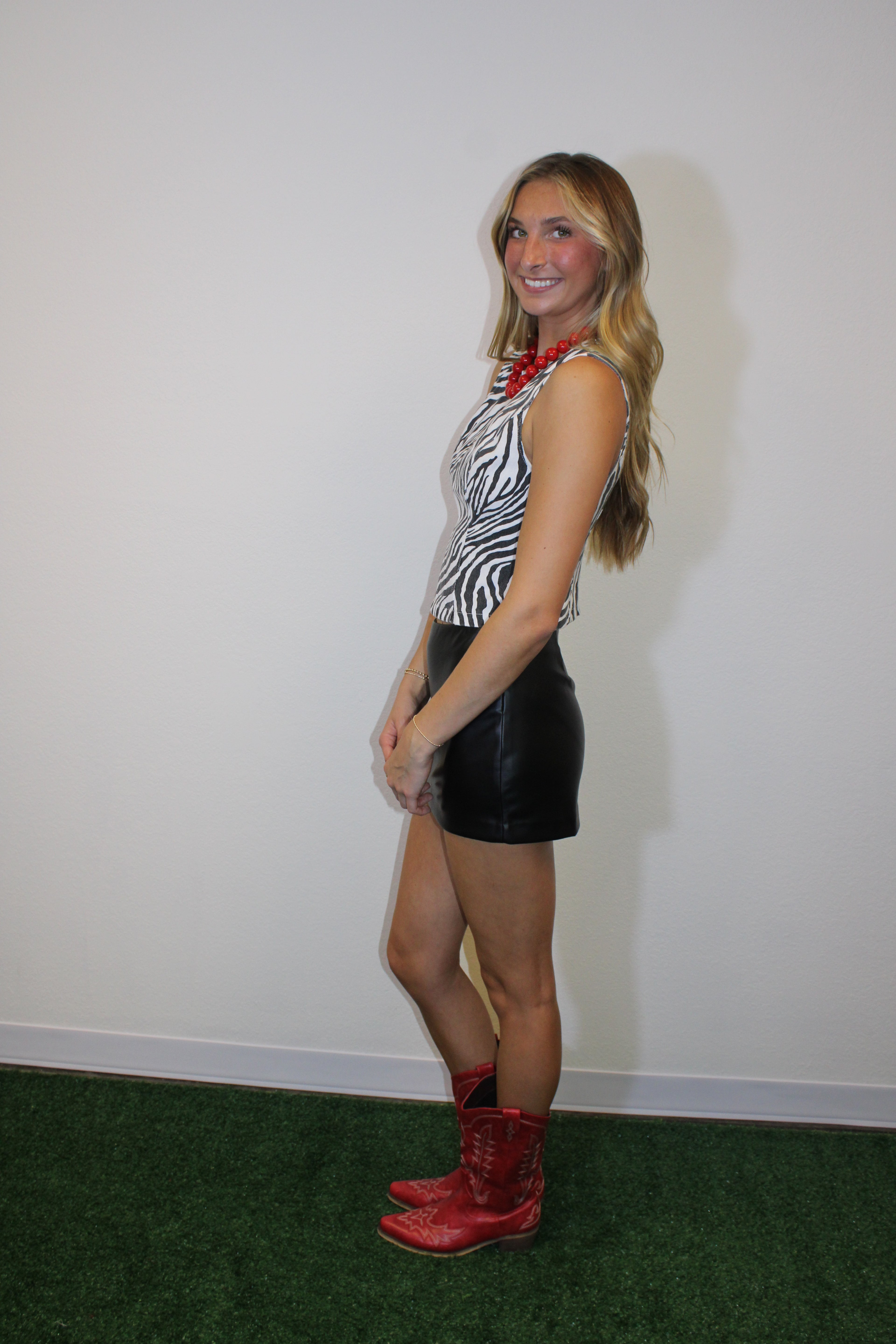 Carmen Zebra Print Denim Top
