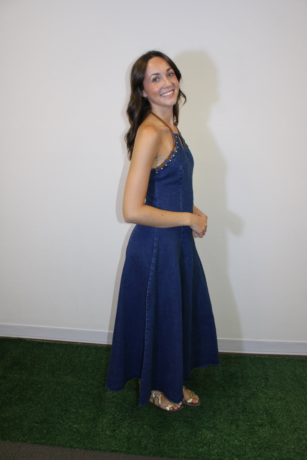 Maren Washed Denim Midi Dress