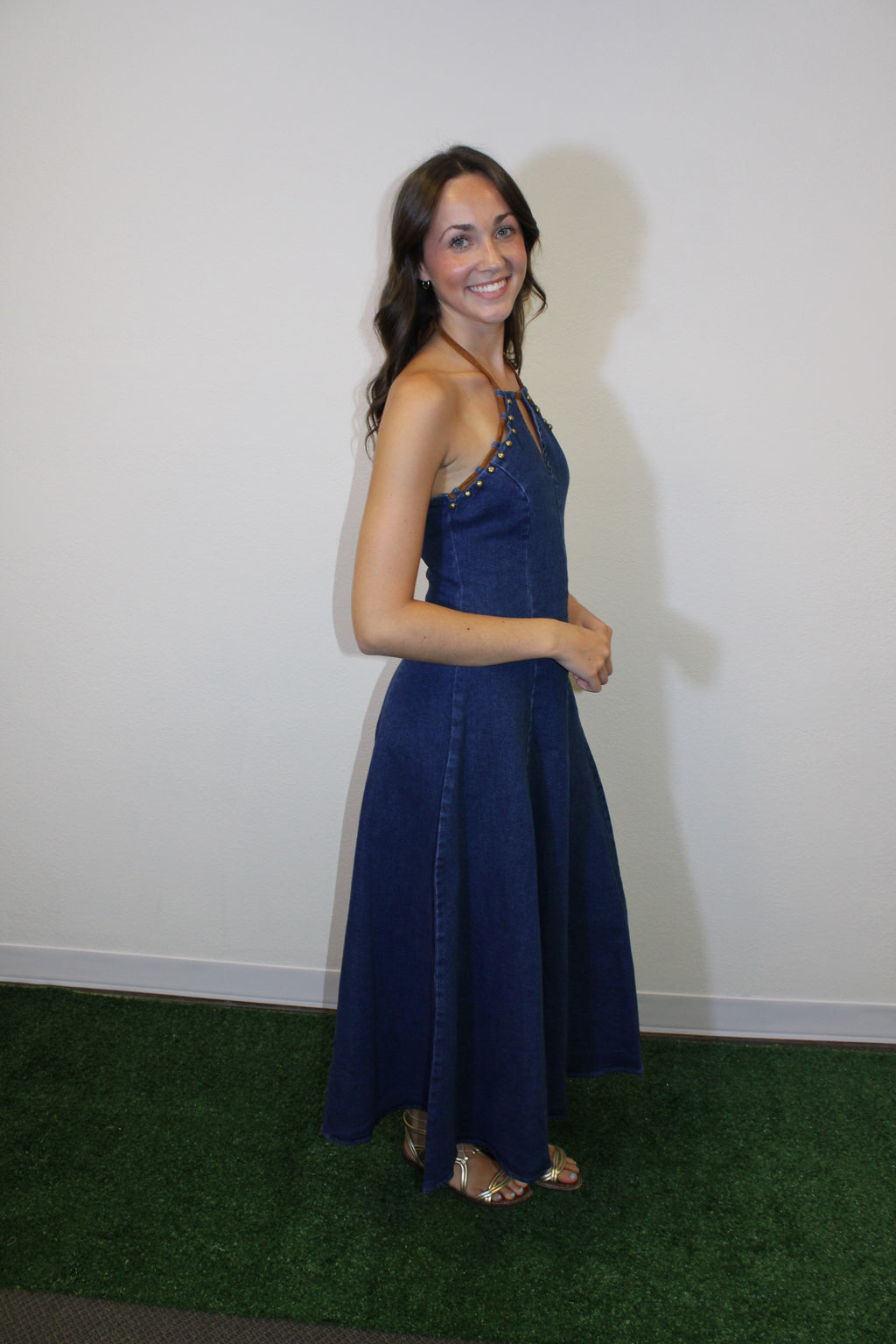 Maren Washed Denim Midi Dress