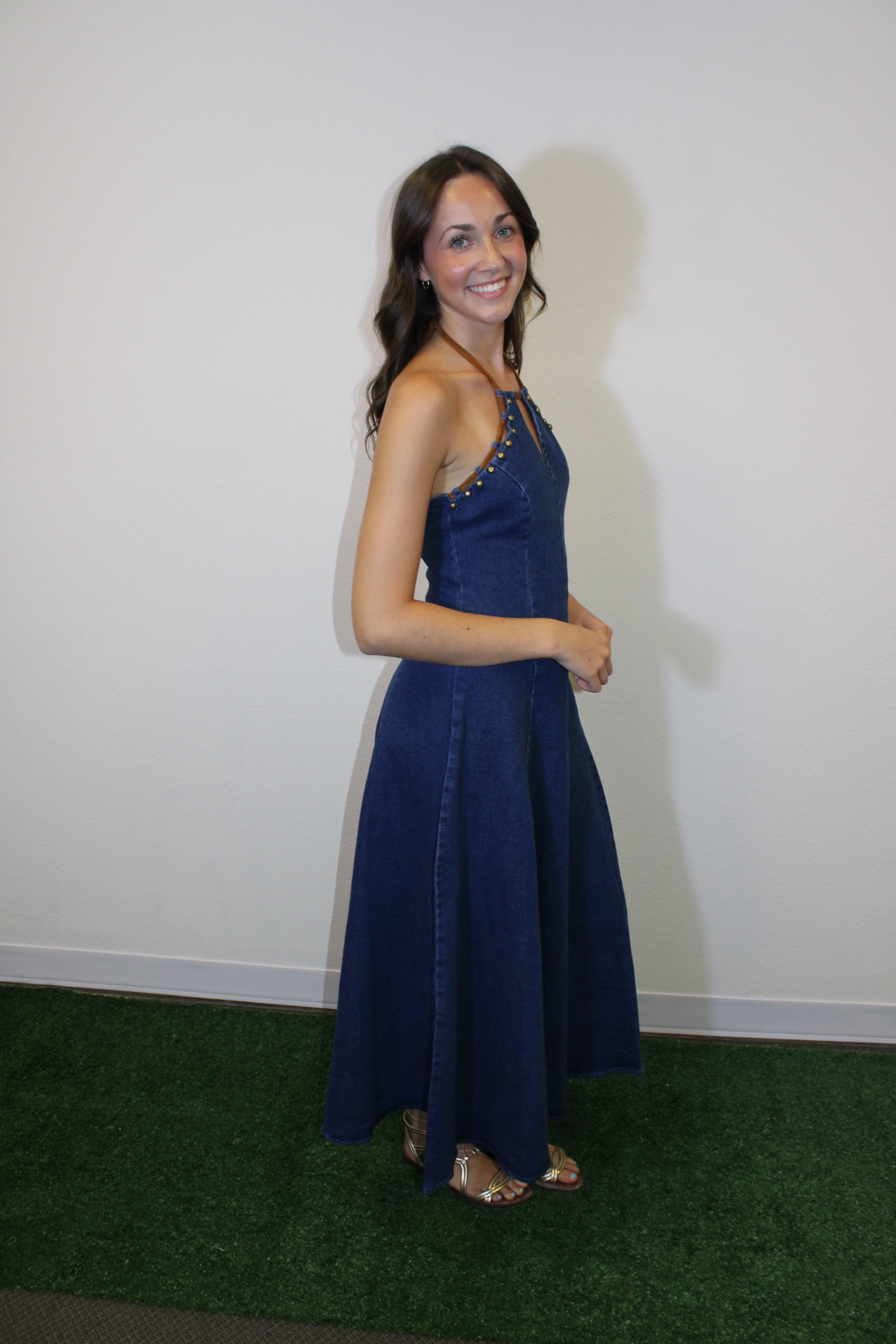 Maren Washed Denim Midi Dress