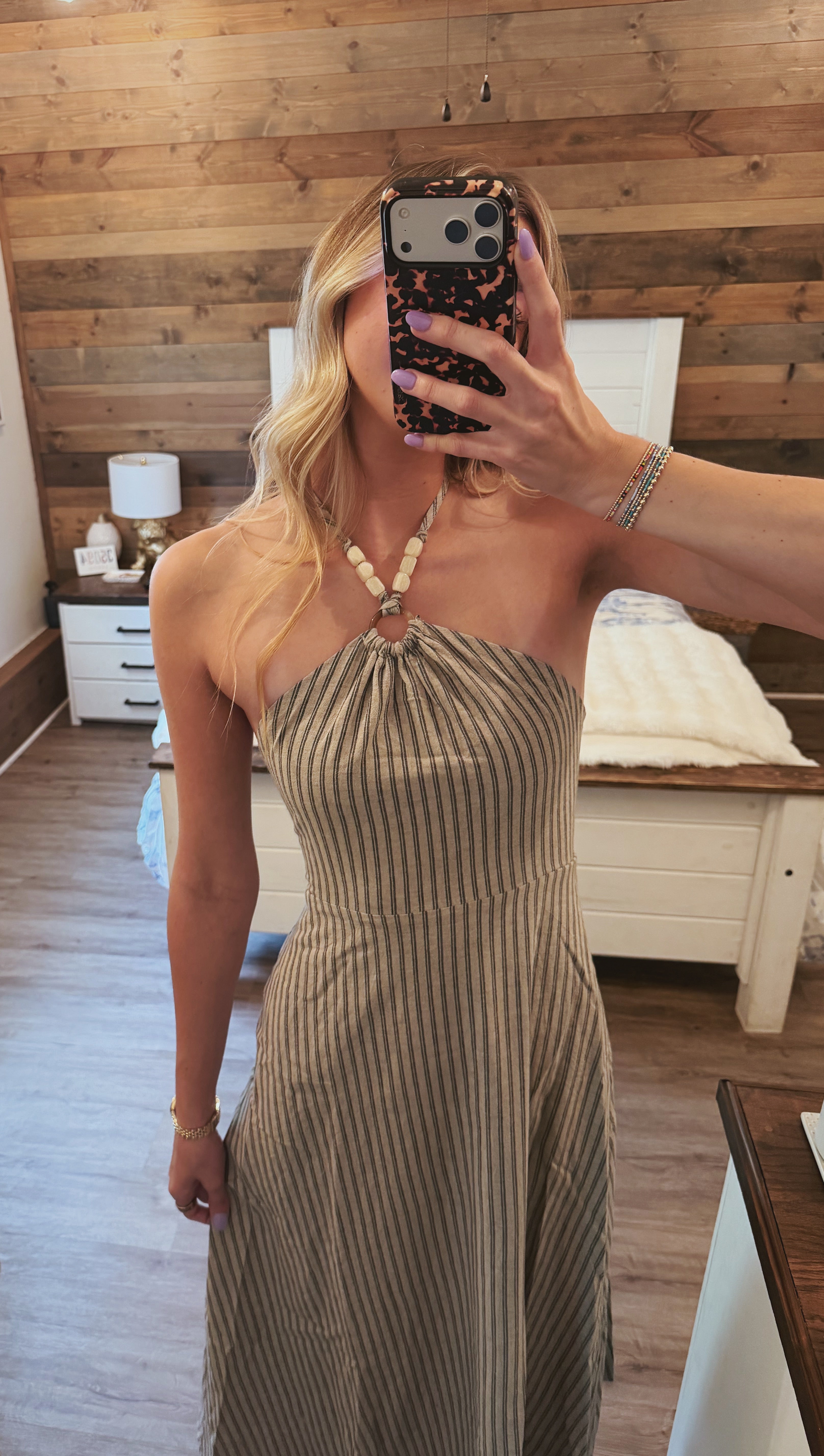 Marlo Beaded Halter Midi