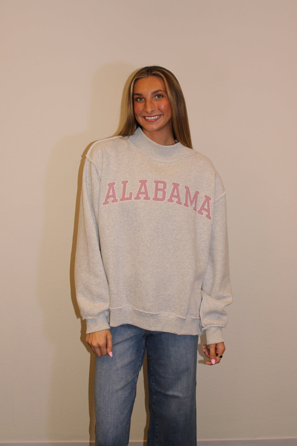 Crimson Pinstripe Mockneck
