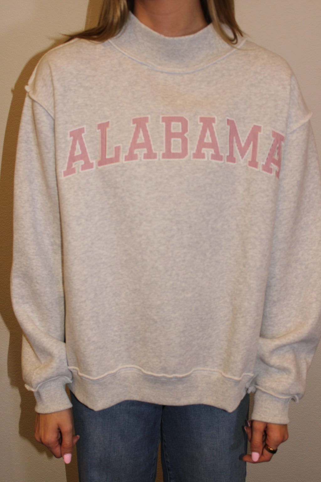 Crimson Pinstripe Mockneck
