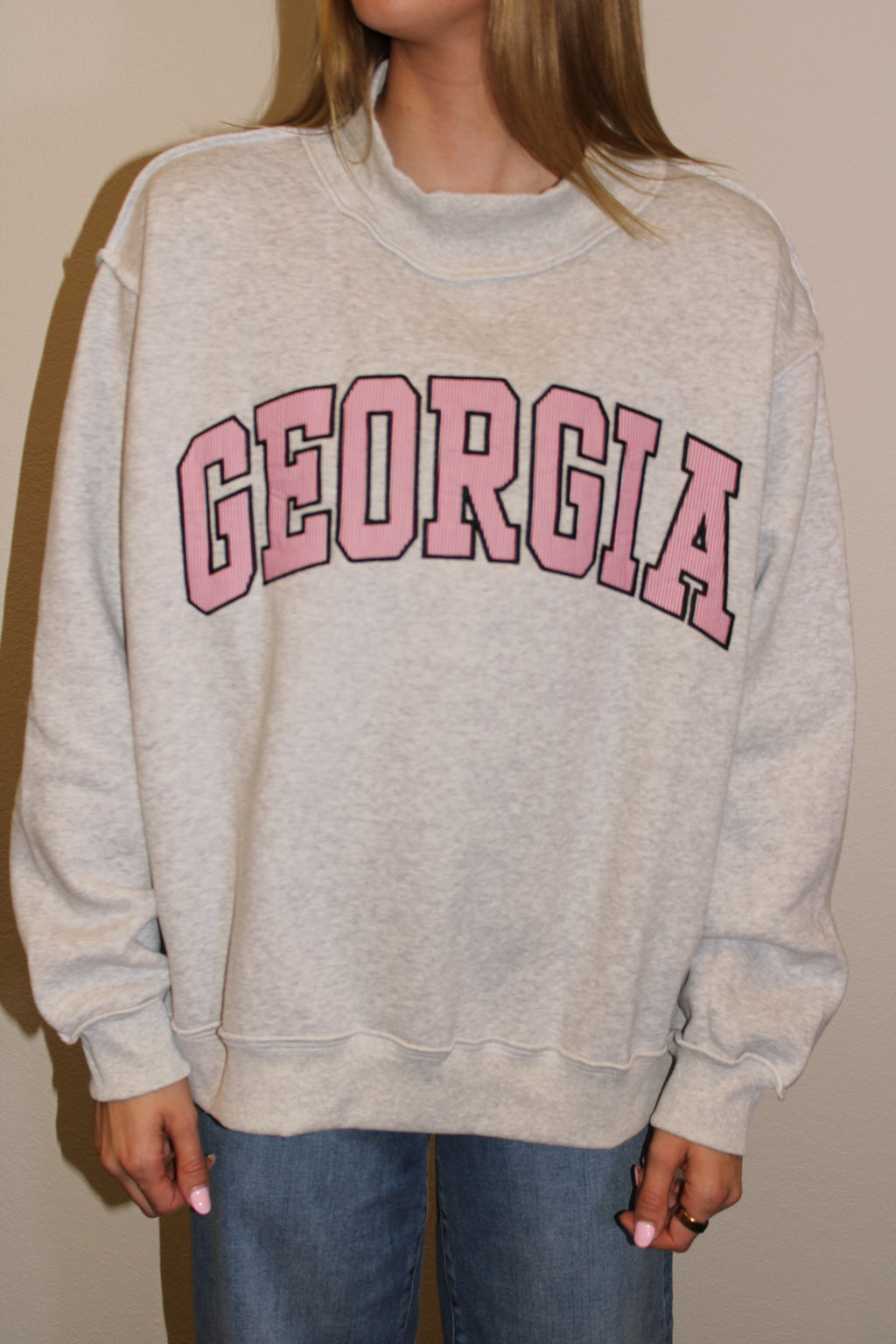 Red Pinstripe Mockneck