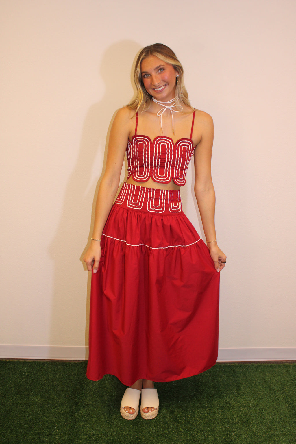 Brynn Lace Trimmed Top & Skirt Set