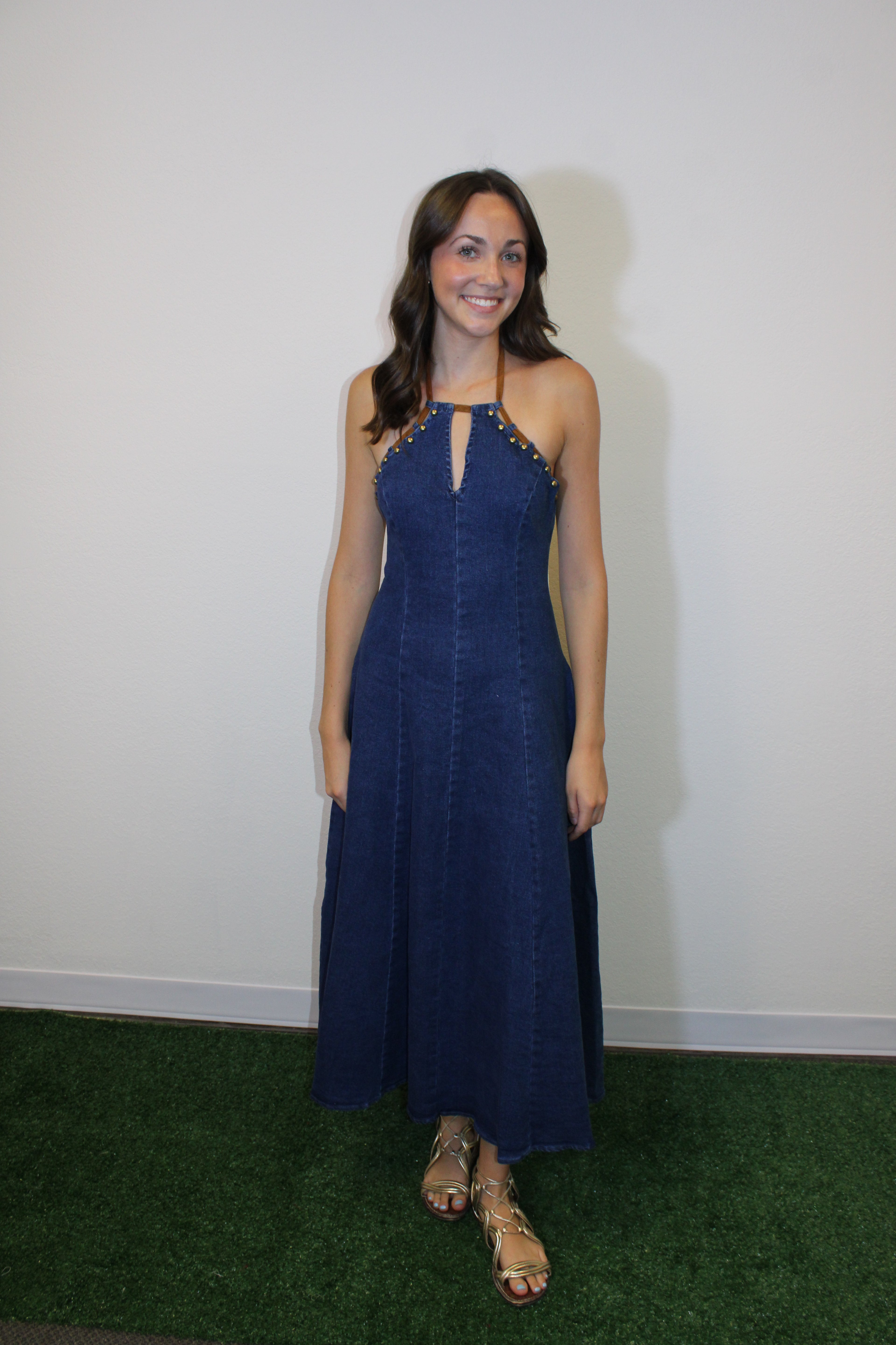 Maren Washed Denim Midi Dress